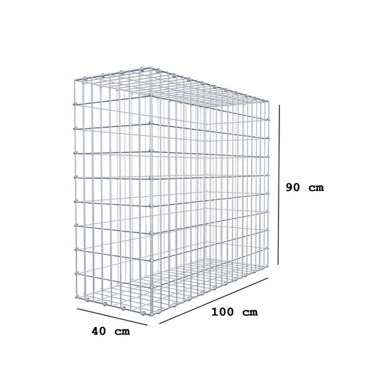 Gabion 100 cm x 90 cm x 40 cm (L x H x D), maskestørrelse 5 x 10 cm, spiralring