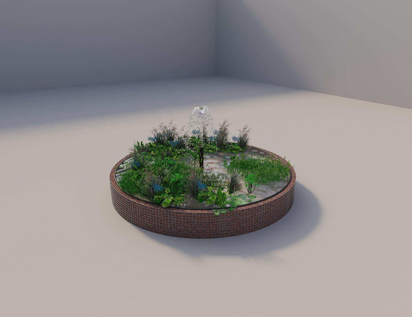 Gabion-hævedam rund, ydre diameter 382 cm, højde 50 cm, maskestørrelse 5 x 5 cm, vægtykkelse 15 cm