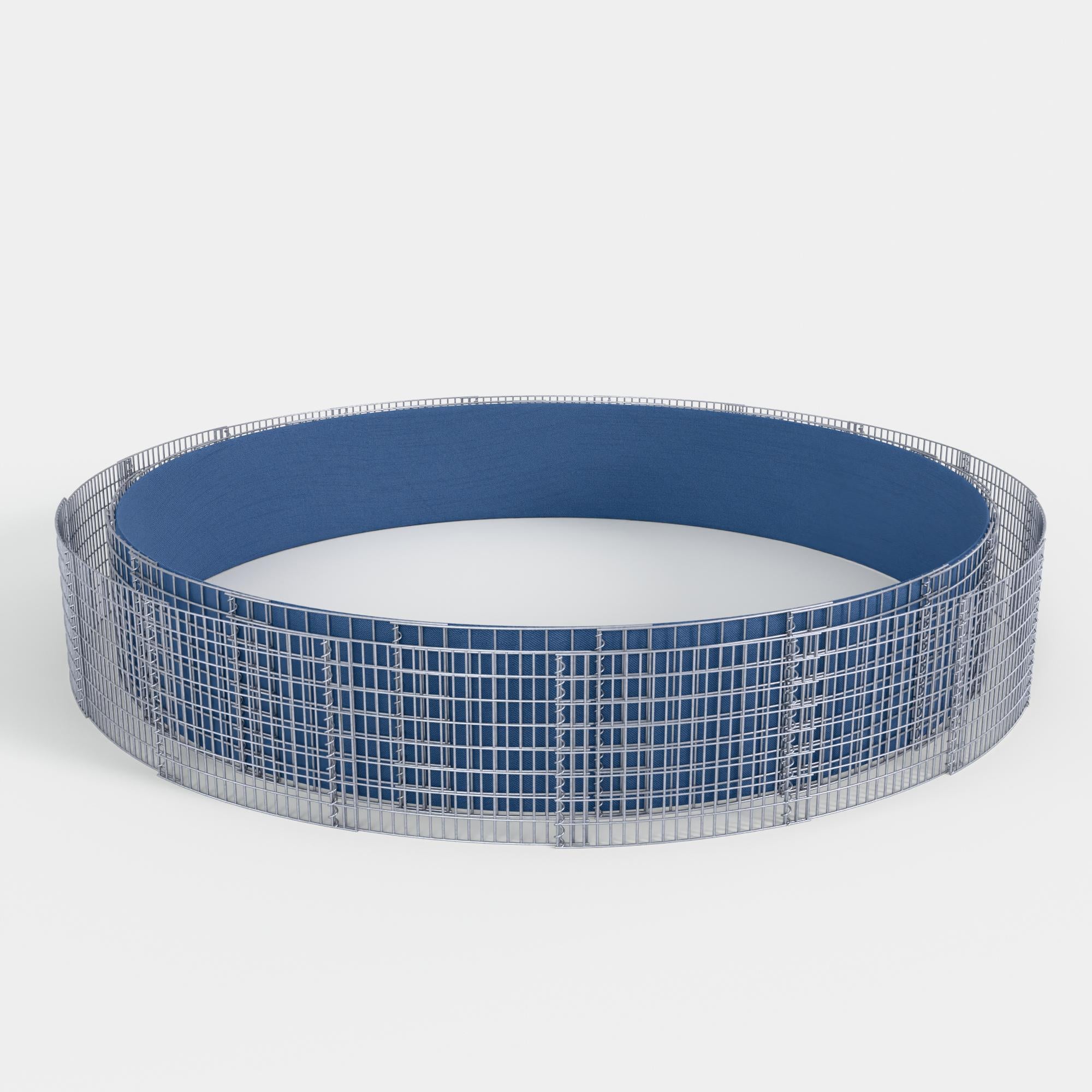 Lit surélevé rond, diamètre extérieur 502 cm, hauteur 50 cm, mailles 5 x 10 cm, épaisseur des parois 15 cm