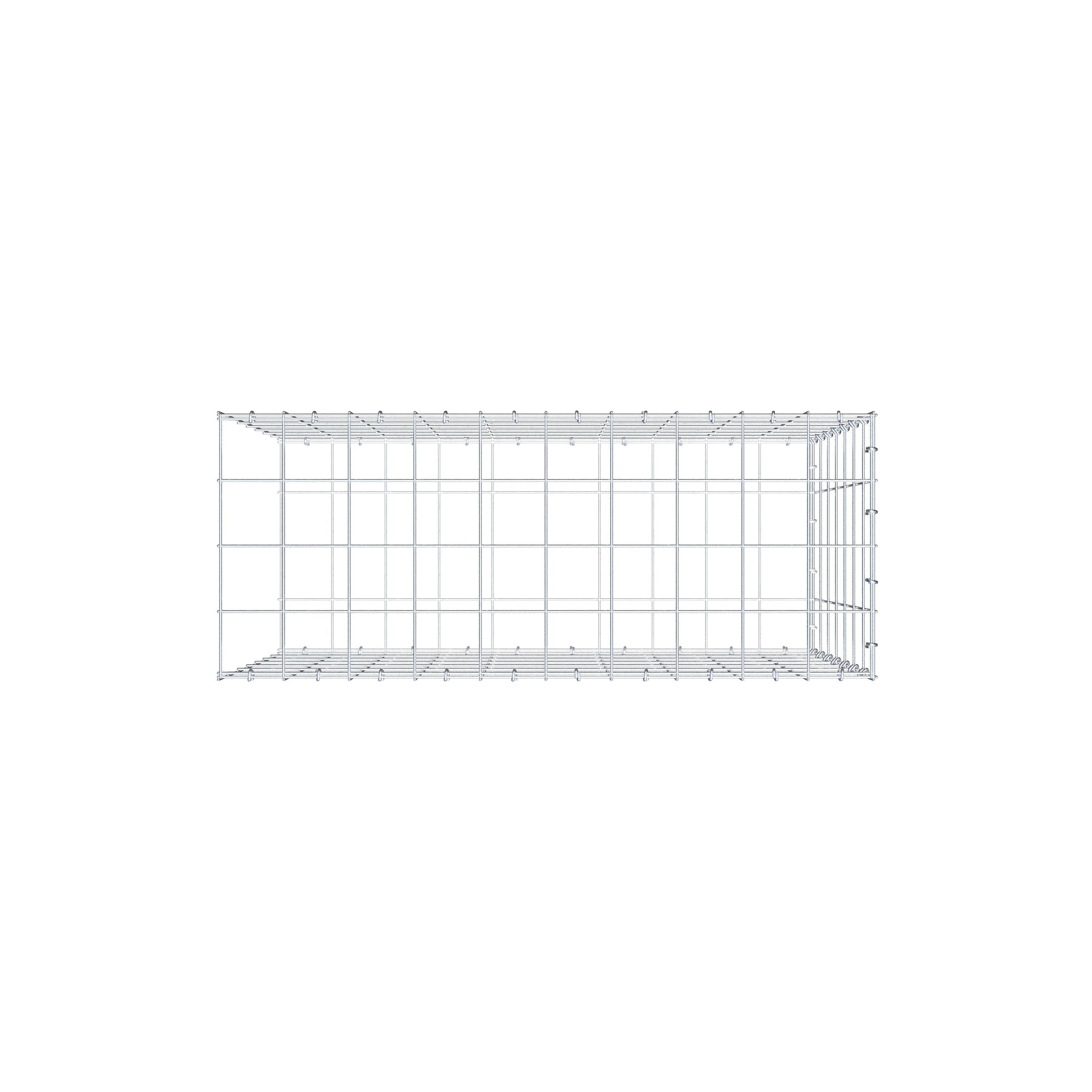 Type 2 oplegkorf 100 cm x 70 cm x 40 cm (L x H x D), maaswijdte 10 cm x 10 cm, C-ring