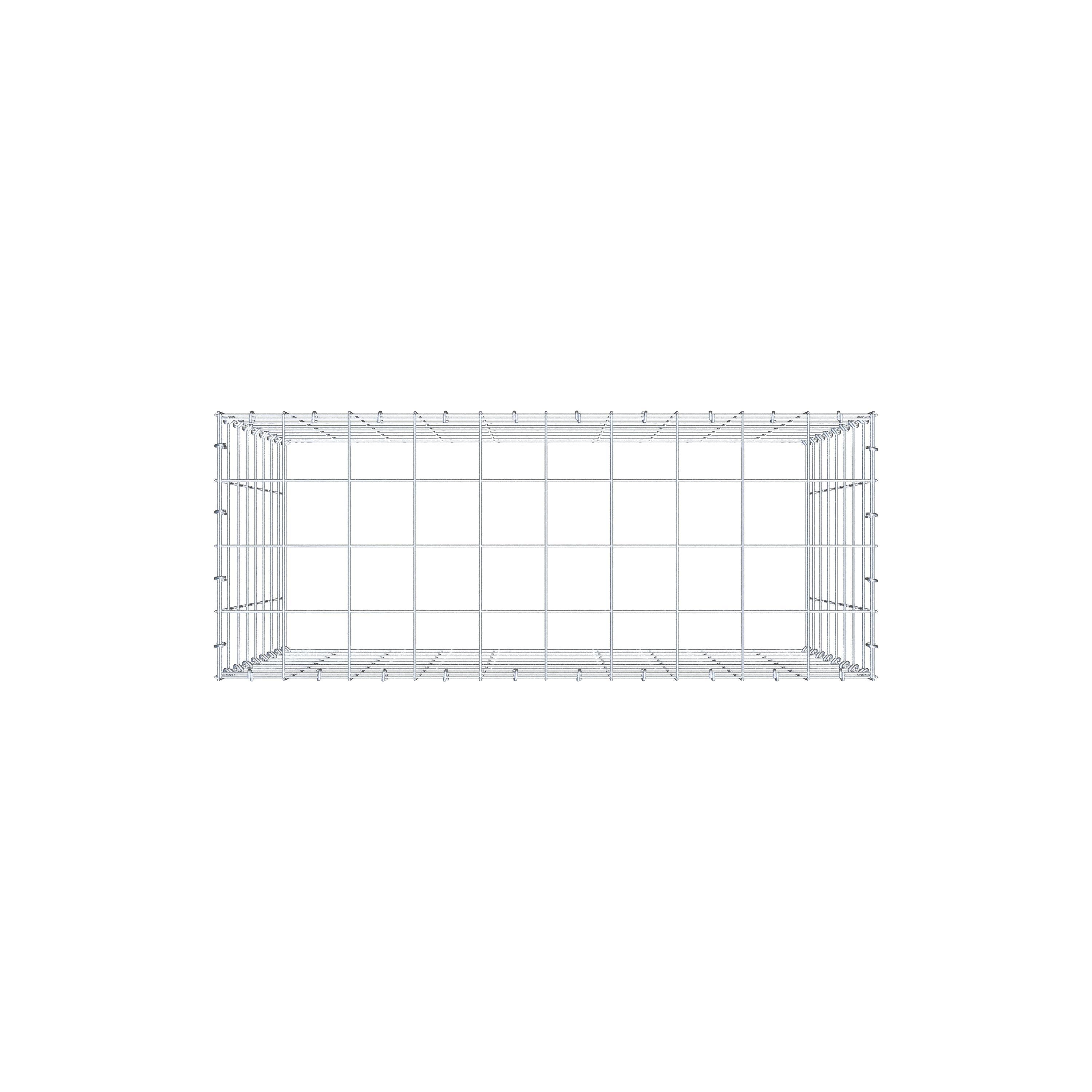 Typ 3 påbyggnadsgabion 100 cm x 80 cm x 40 cm (L x H x D), maskstorlek 10 cm x 10 cm, C-ring