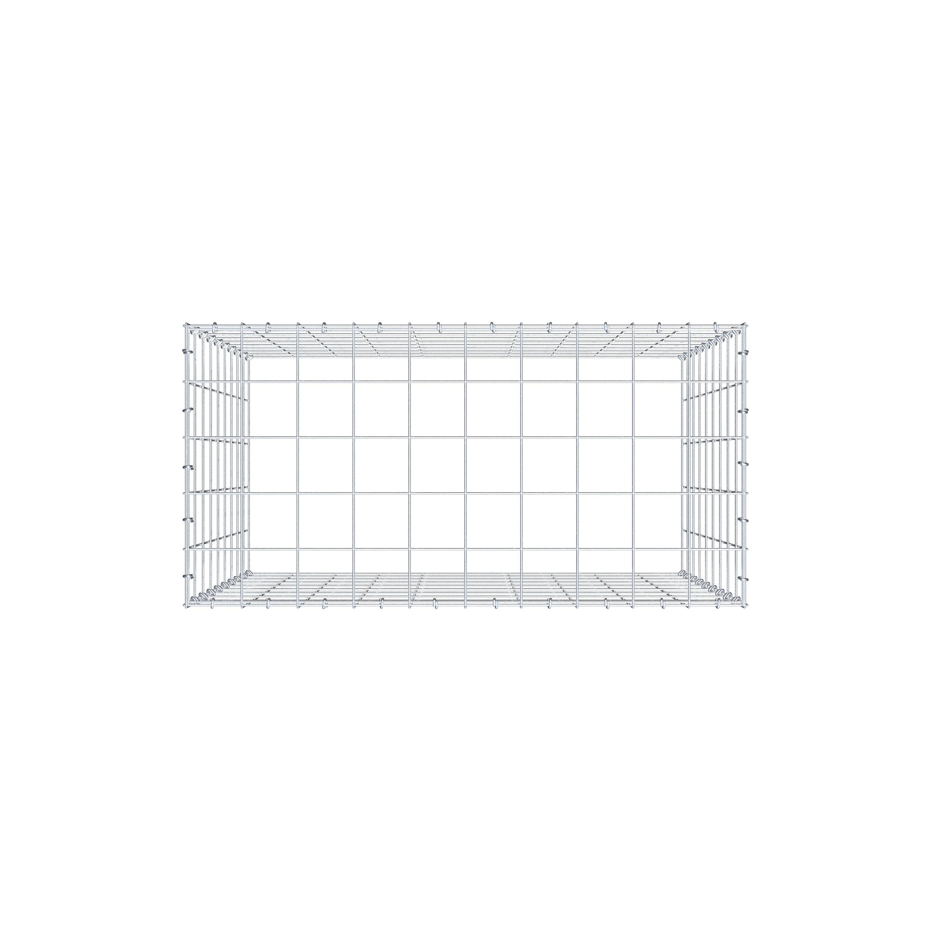 Monteret gabion type 3 100 cm x 90 cm x 50 cm (L x H x D), maskestørrelse 10 cm x 10 cm, C-ring