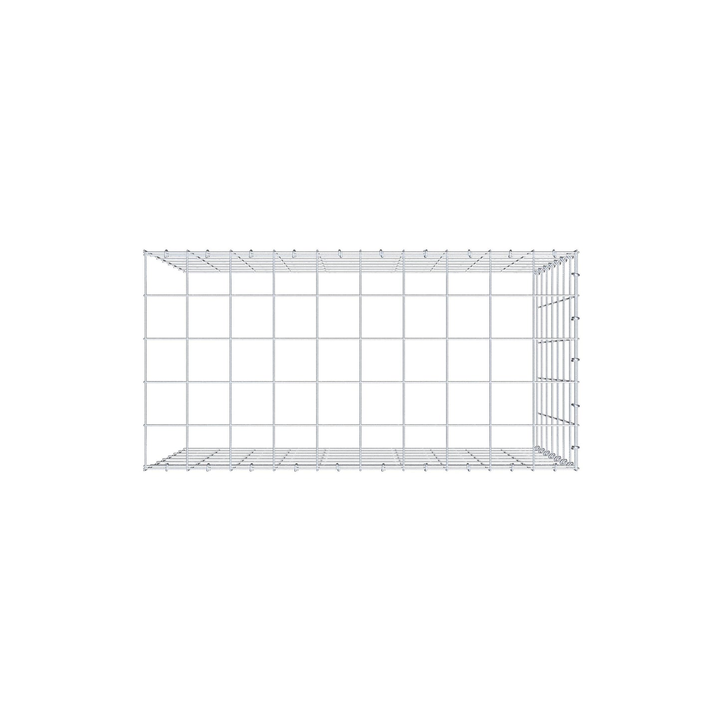 Monteret gabion type 4 100 cm x 70 cm x 50 cm (L x H x D), maskestørrelse 10 cm x 10 cm, C-ring