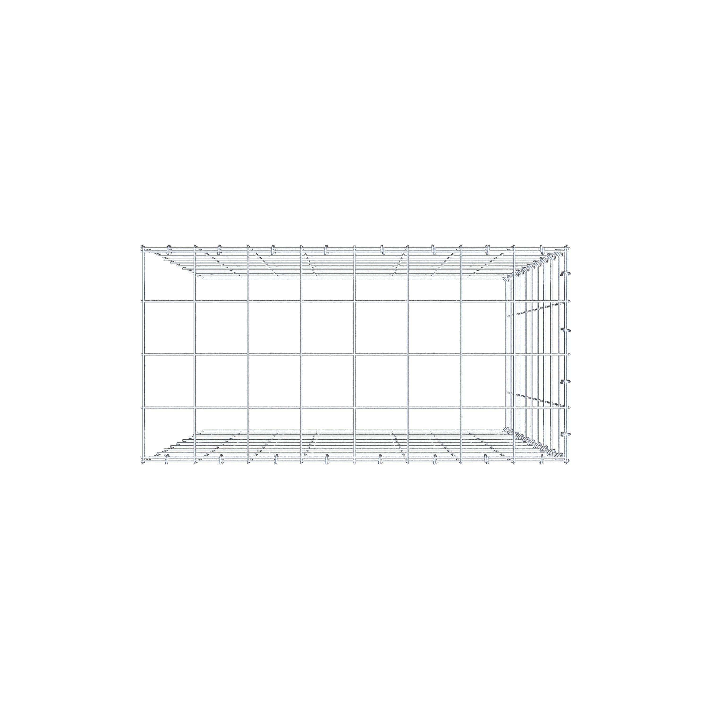 Typ 4 påbyggnadsgabion 100 cm x 80 cm x 40 cm (L x H x D), maskstorlek 10 cm x 10 cm, C-ring