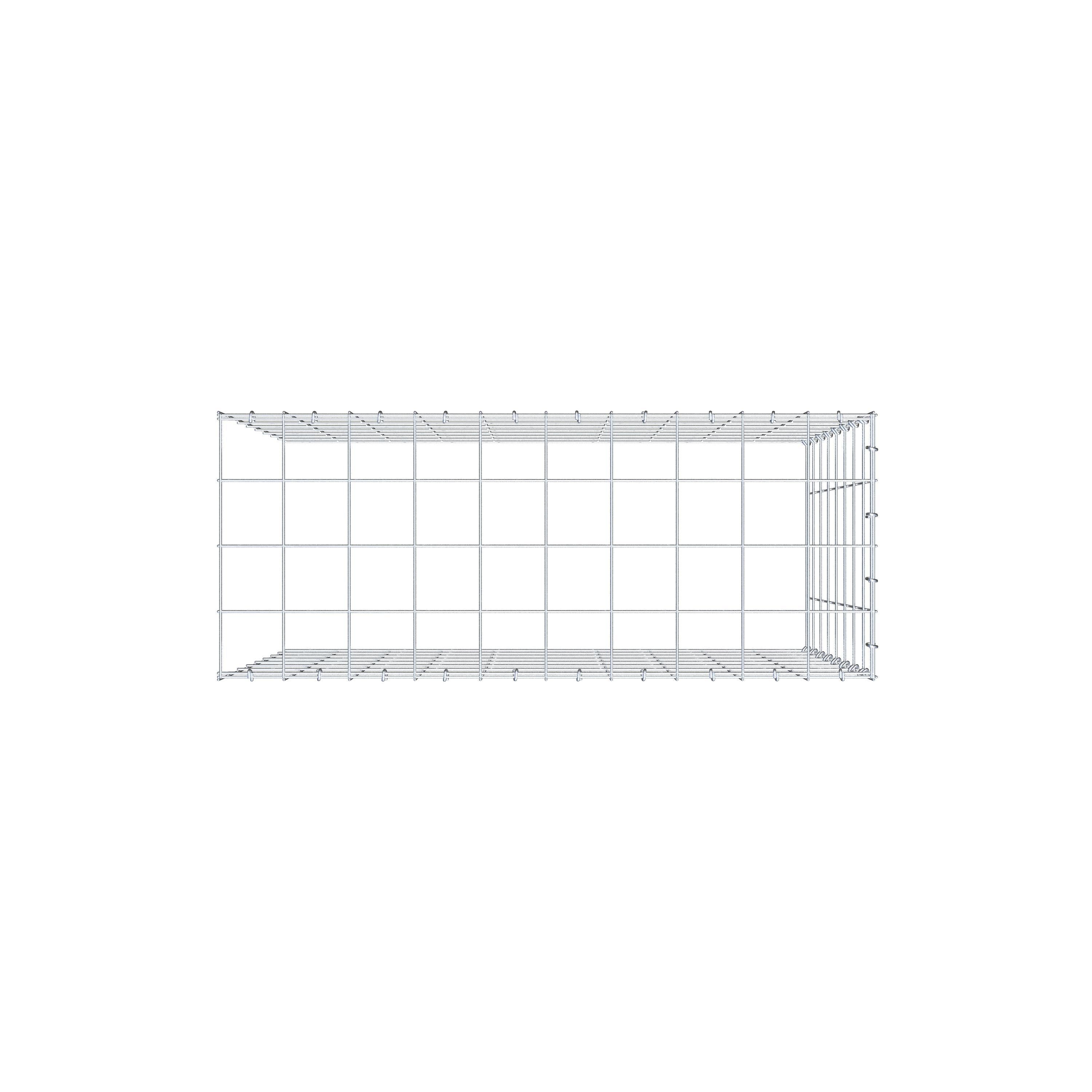 Typ 4 påbyggnadsgabion 100 cm x 80 cm x 40 cm (L x H x D), maskstorlek 10 cm x 10 cm, C-ring