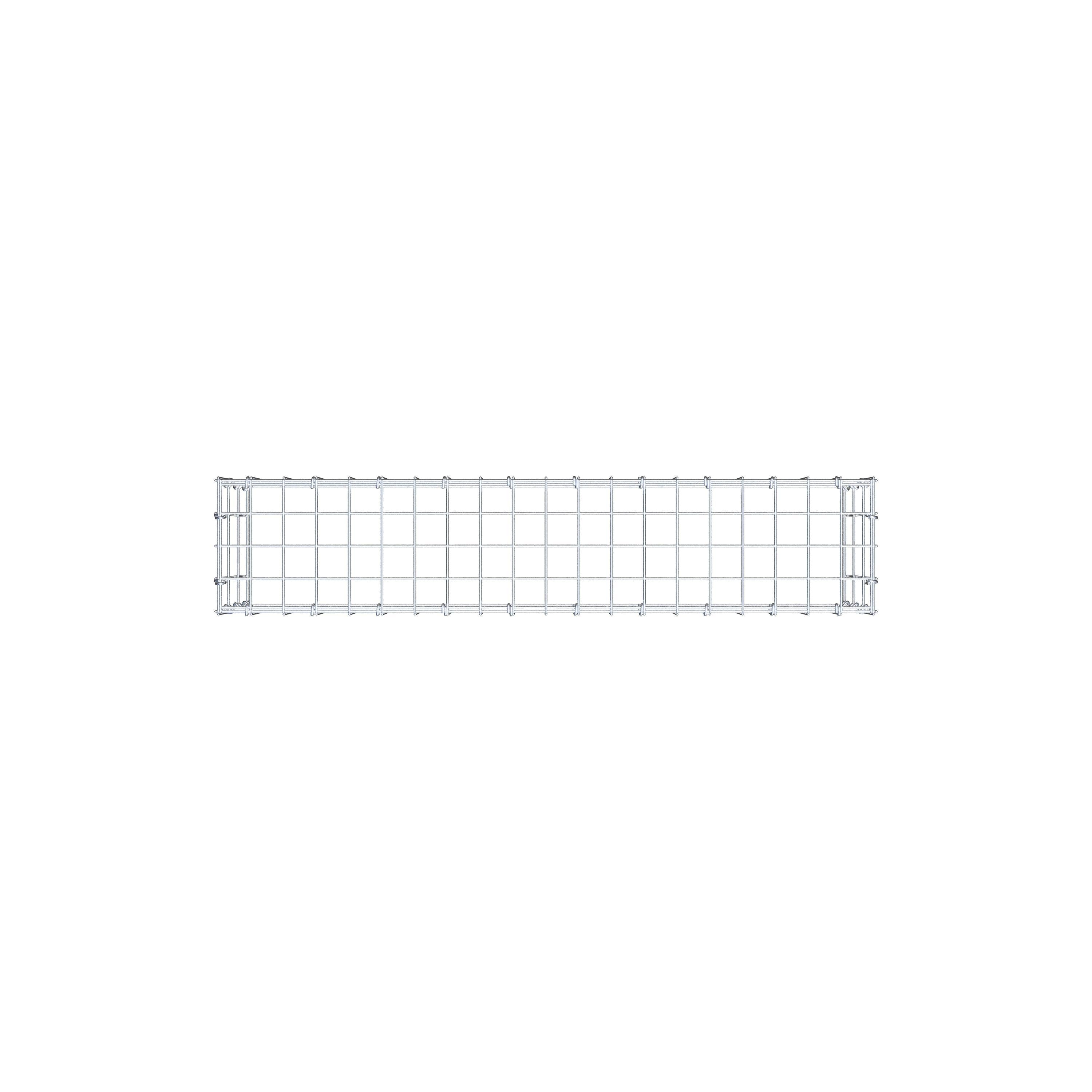 Typ 3 påbyggnadsgabion 100 cm x 30 cm x 20 cm (L x H x D), maskstorlek 5 cm x 10 cm, C-ring
