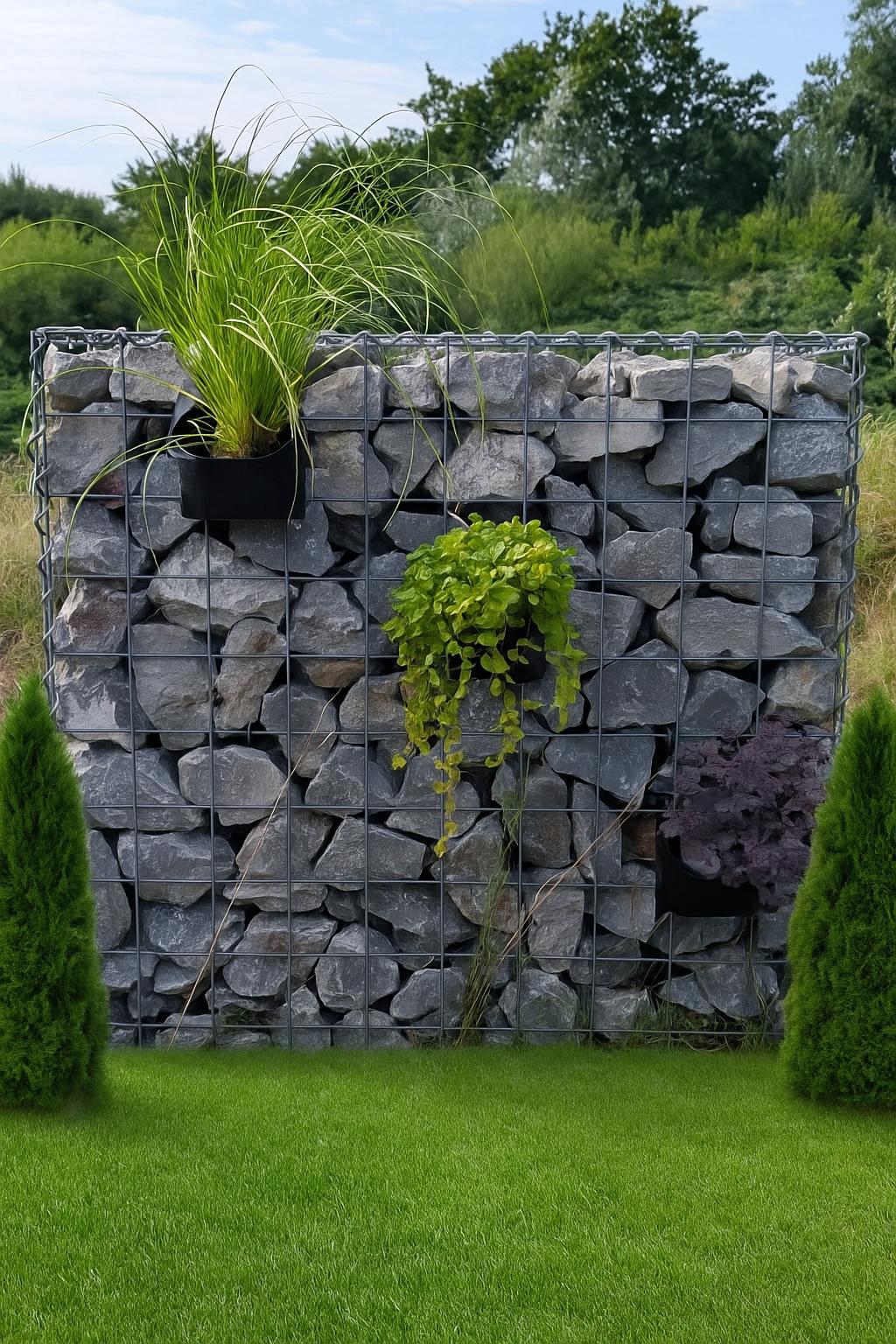Gabion hanging pot for flowers and plants 15 cm x 15 cm x 15 cm (L x H x D)
