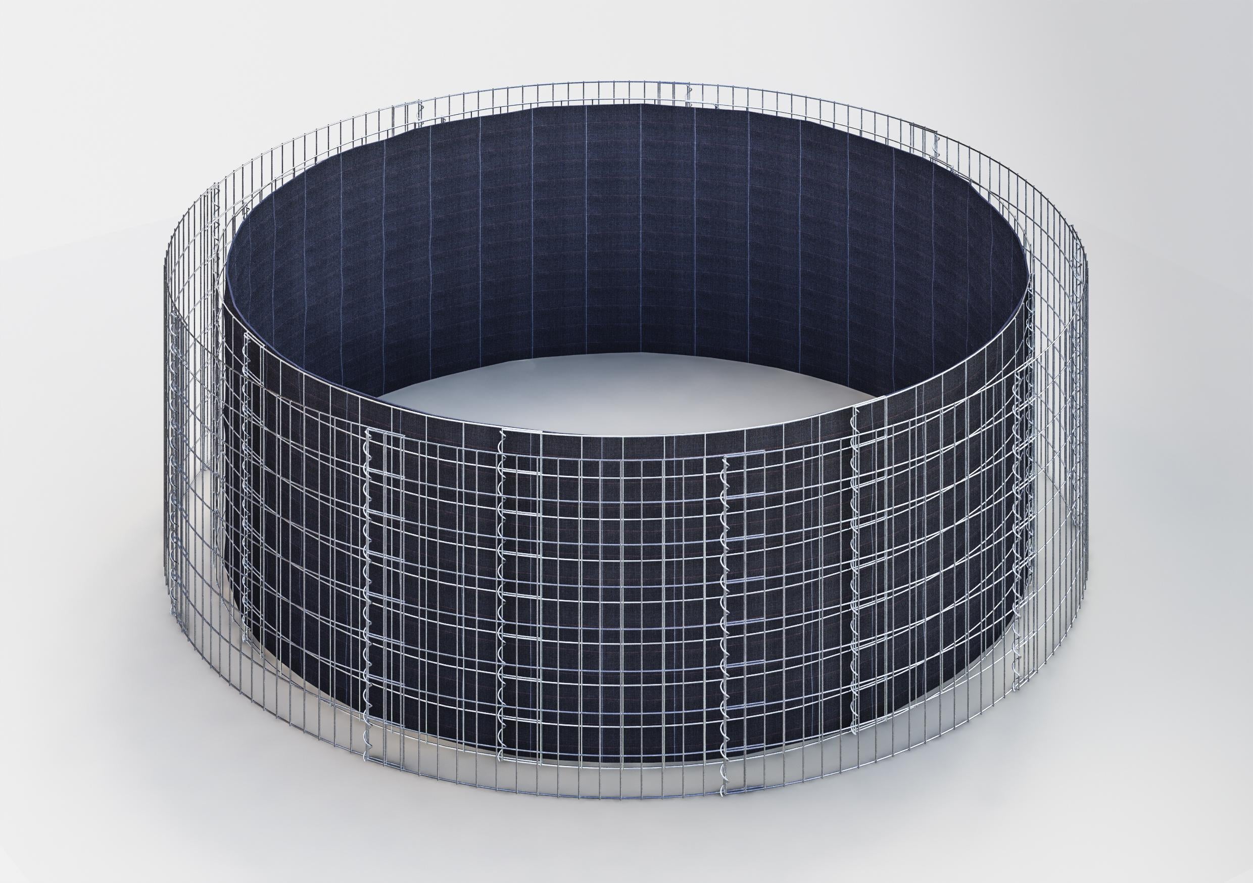 Lit surélevé rond, diamètre extérieur 502 cm, hauteur 80 cm, mailles 5 x 5 cm, épaisseur des parois 15 cm