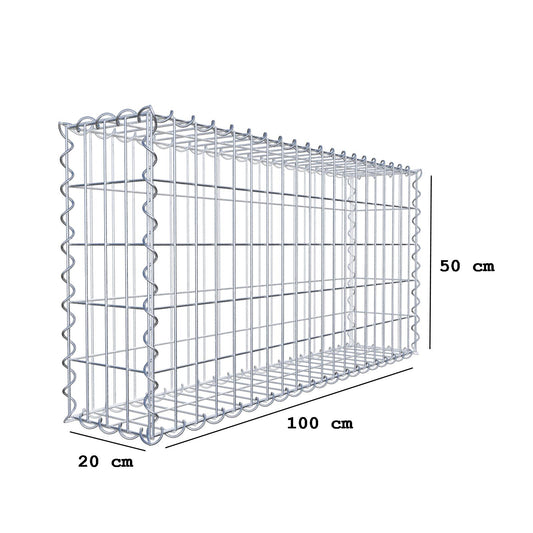 Lot de 2 gabions 100 cm x 50 cm x 20 cm (L x H x P), mailles 5 x 10 cm, spirale