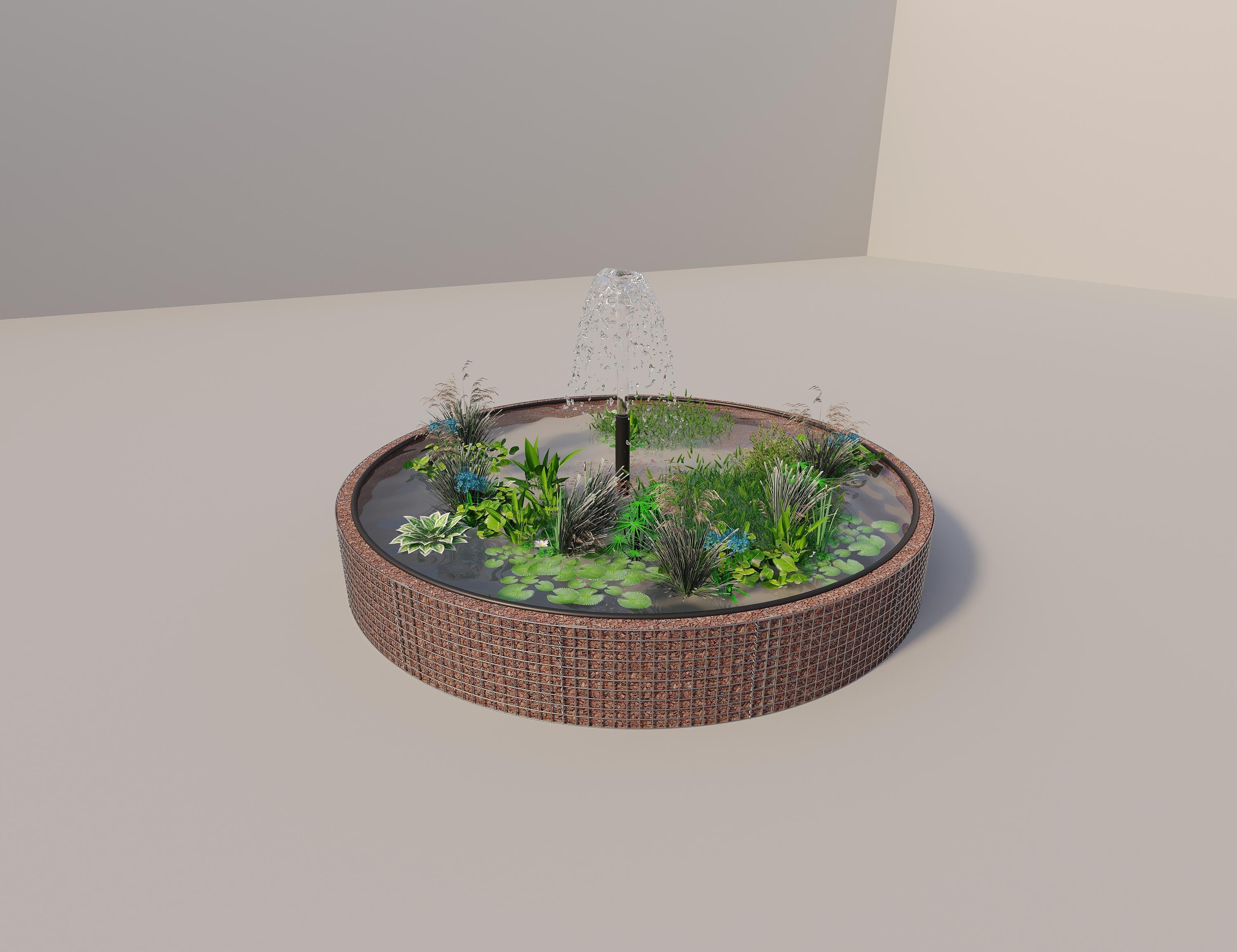Gabion raised pond round, outer diameter 352 cm, height 50 cm, mesh size 5 x 5 cm, wall thickness 15 cm