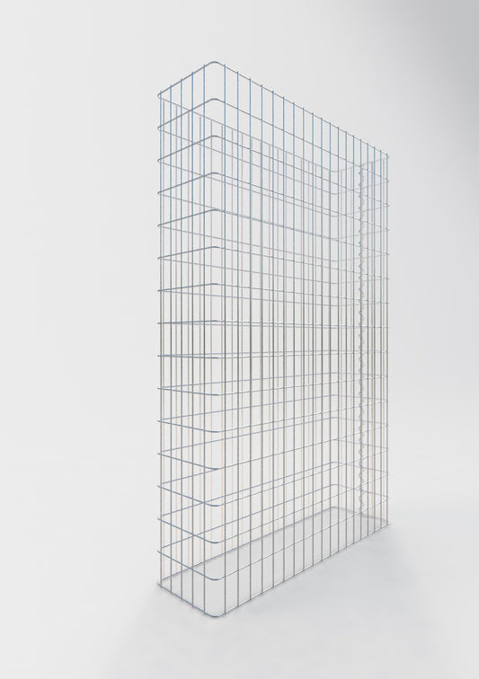 Comprimento da cerca de gabião 97 cm, altura 180 cm, profundidade 27 cm, tamanho da malha 5 x 10 cm