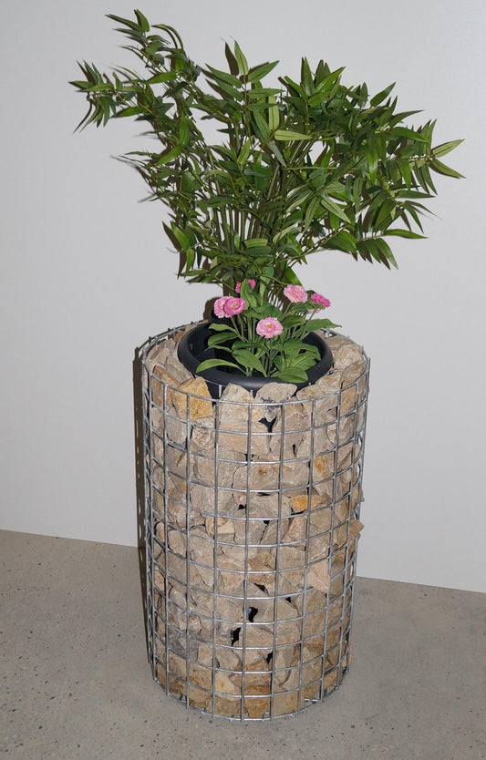 Blomsterpelare höjd 62 cm rund, diameter 37 cm, MW 5 x 5 cm, varmförzinkad inkl. kruka