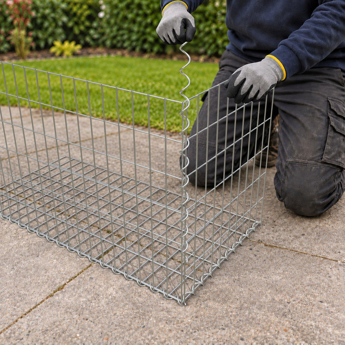 Gabion 100 cm x 60 cm x 50 cm (L x H x D), maskestørrelse 5 cm x 10 cm, spiral