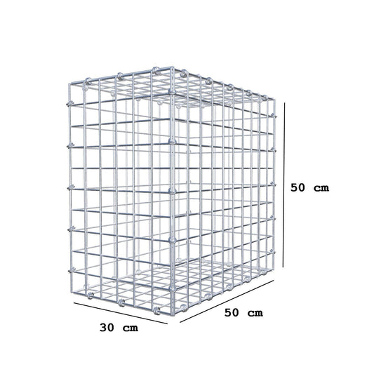 Gabione 50 cm x 50 cm x 30 cm (L x H x T), Maschenweite 5 x 5 cm, Spiralring