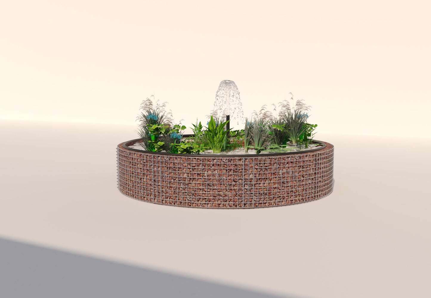 Gabionen Hochteich rund, Außendurchmesser 262 cm, Höhe 50 cm, Maschenweite 5 x 5 cm, Wandstärke 15 cm