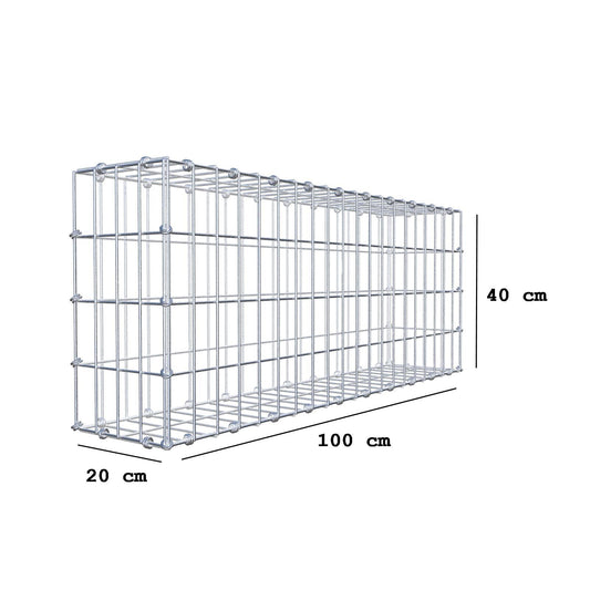 Gabione 100 cm x 40 cm x 20 cm (L x H x T), Maschenweite 5 x 10 cm, Spiralring