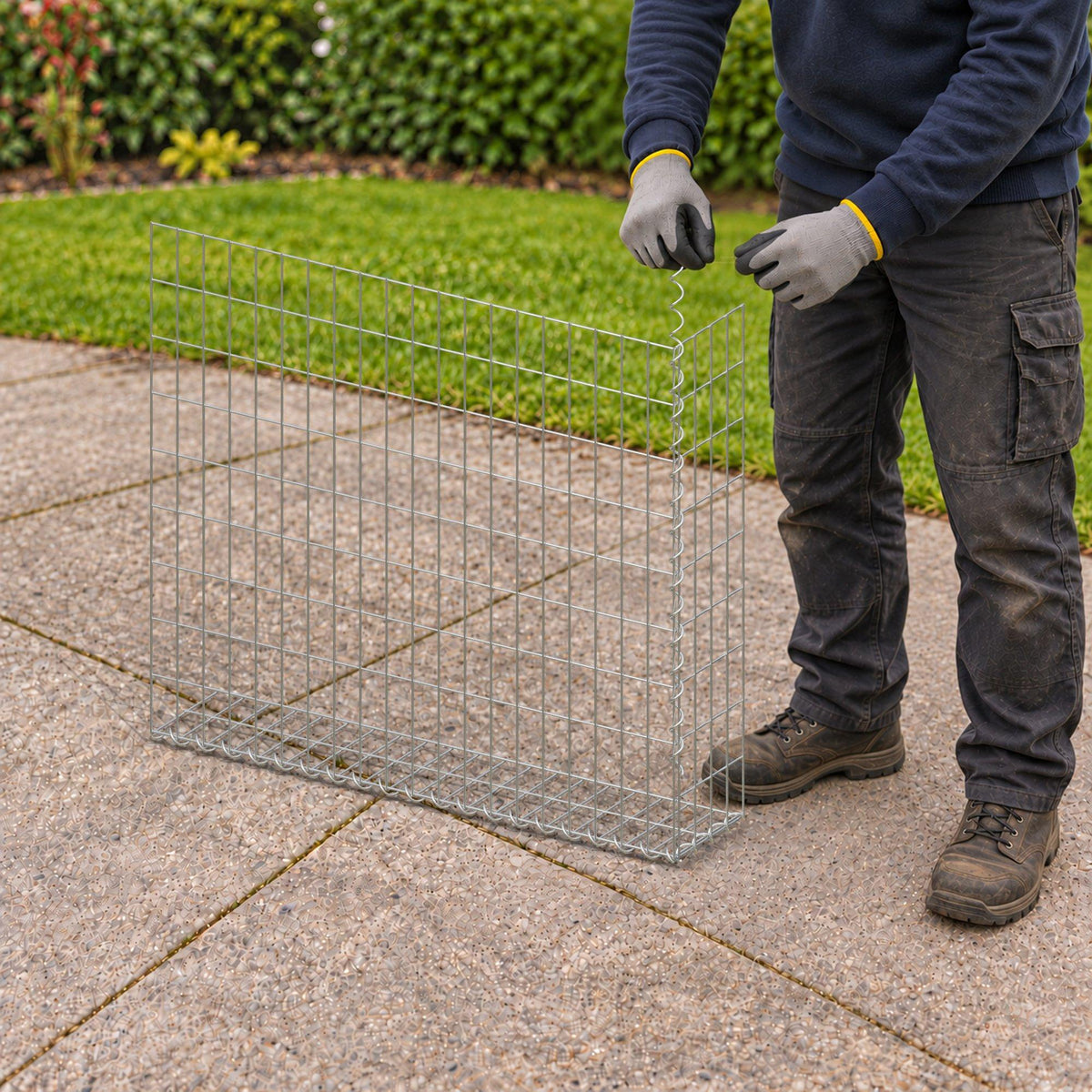 Gabion 100 cm x 90 cm x 20 cm (L x H x D), mesh size 5 cm x 10 cm, spiral