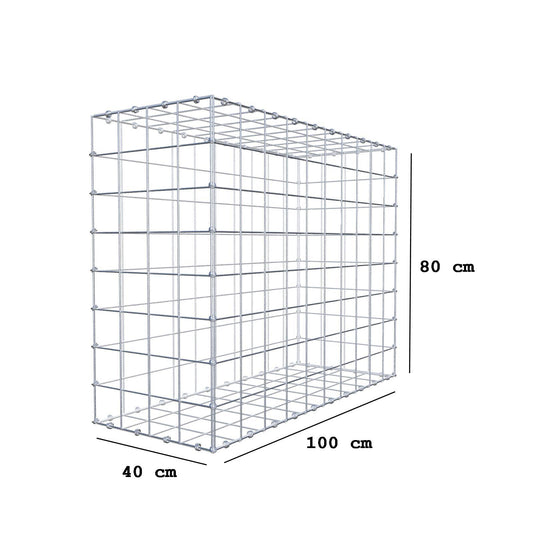 Gabione 100 cm x 80 cm x 40 cm (L x H x T), Maschenweite 10 x 10 cm, Spiralring