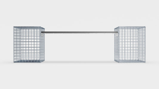 Banc en gabion avec 2 gabions en spirale, 205 cm de longueur x 60 cm de hauteur x 40 cm de profondeur, galvanisé, MW 5 x 5 cm, avec revêtement recyclé en anthracite