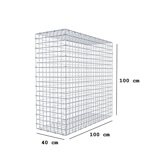 Gabione 100 cm x 100 cm x 40 cm (L x H x T), Maschenweite 5 x 5 cm, Spiralring
