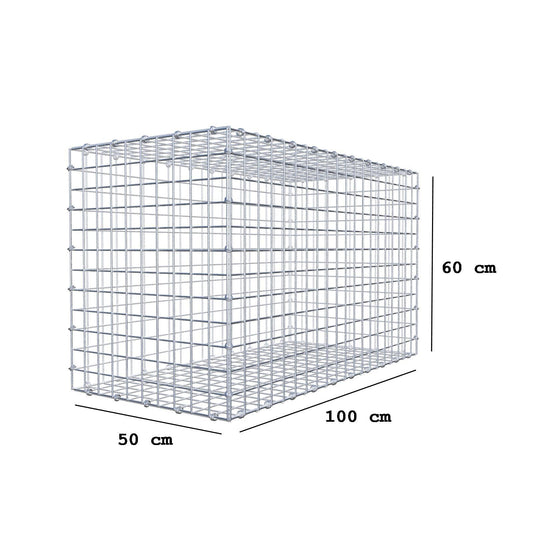 Gabbione 100 cm x 60 cm x 50 cm (L x H x P), maglia 5 x 5 cm, anello a spirale