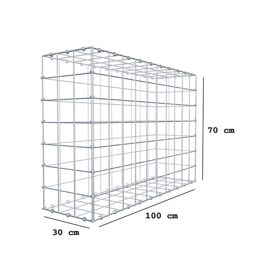 Schanskorf 100 cm x 70 cm x 30 cm (L x H x D), maaswijdte 10 x 10 cm, spiraalring