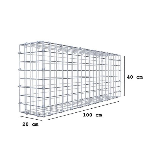 Gabione 100 cm x 40 cm x 20 cm (L x H x T), Maschenweite 5 x 5 cm, Spiralring