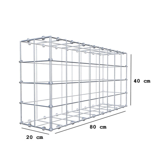 Gabbione 80 cm x 40 cm x 20 cm (L x H x P), maglia 10 x 10 cm, anello a spirale