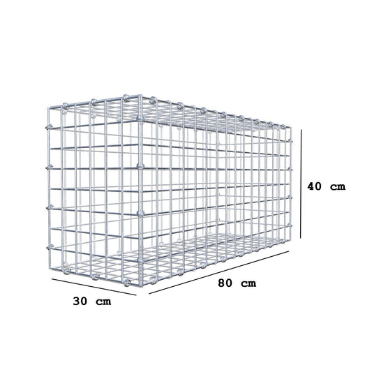 Gabbione 80 cm x 40 cm x 30 cm (L x H x P), maglia 5 x 5 cm, anello a spirale