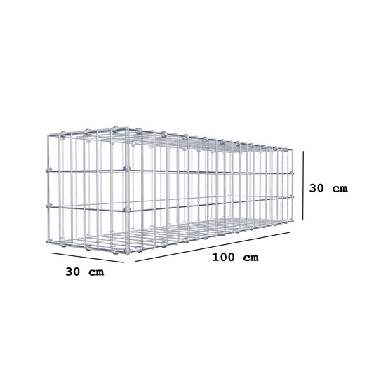 Gabione 100 cm x 30 cm x 30 cm (L x H x T), Maschenweite 5 x 10 cm, Spiralring