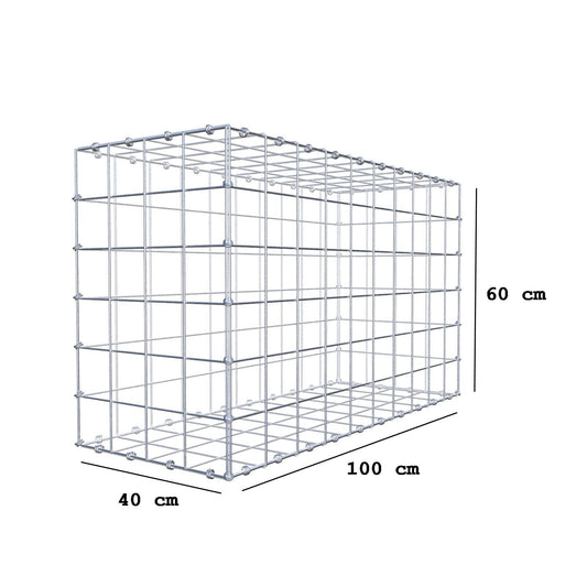 Gabione 100 cm x 60 cm x 40 cm (L x H x T), Maschenweite 10 x 10 cm, Spiralring