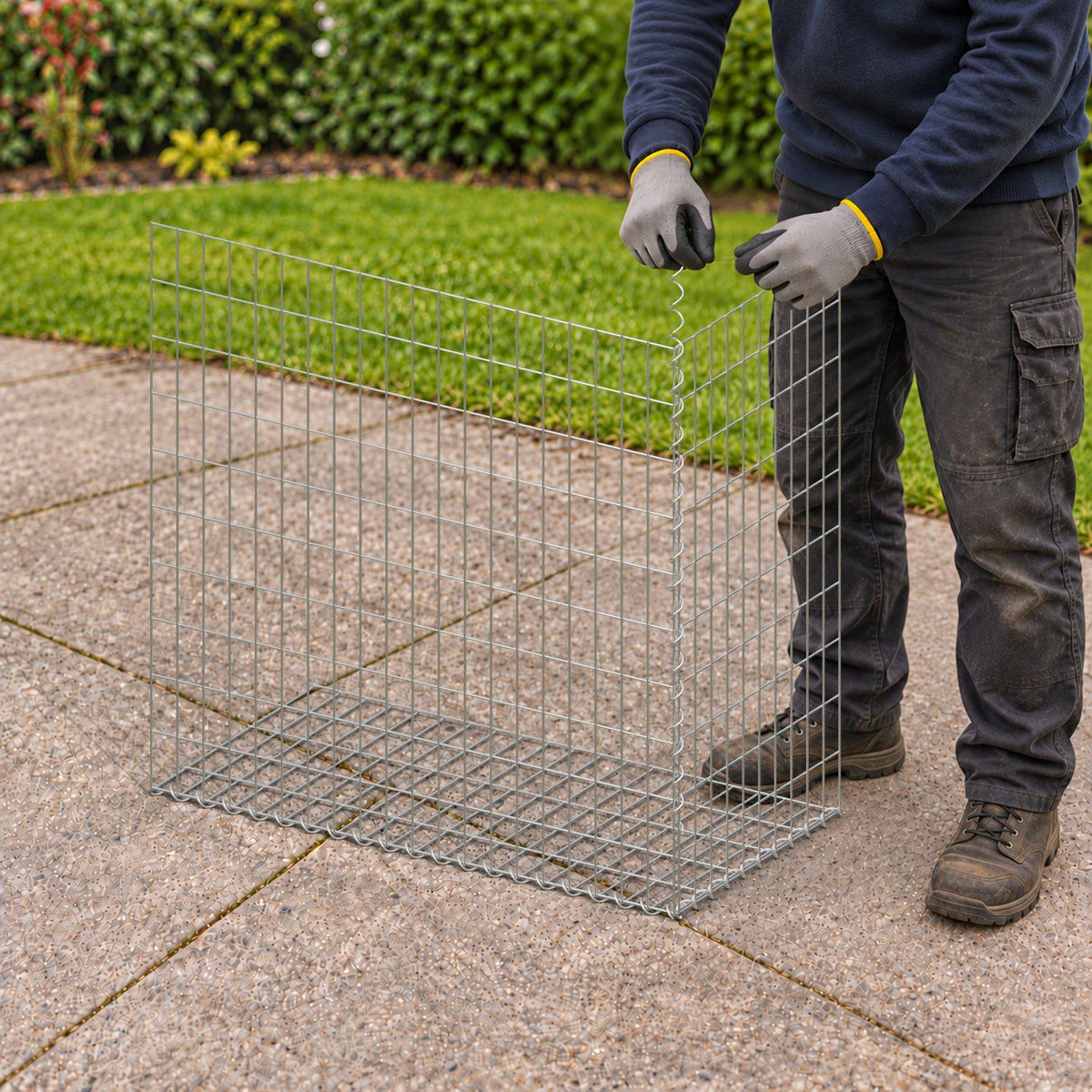 Gabion 100 cm x 100 cm x 50 cm (L x H x D), maskstorlek 5 cm x 10 cm, spiral