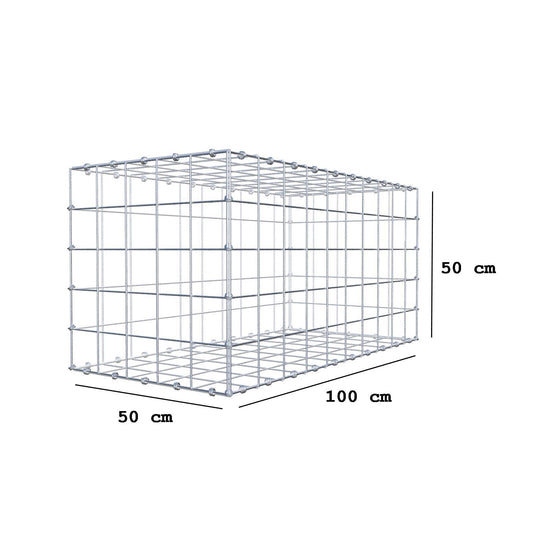 Gabione 100 cm x 50 cm x 50 cm (L x H x T), Maschenweite 10 x 10 cm, Spiralring