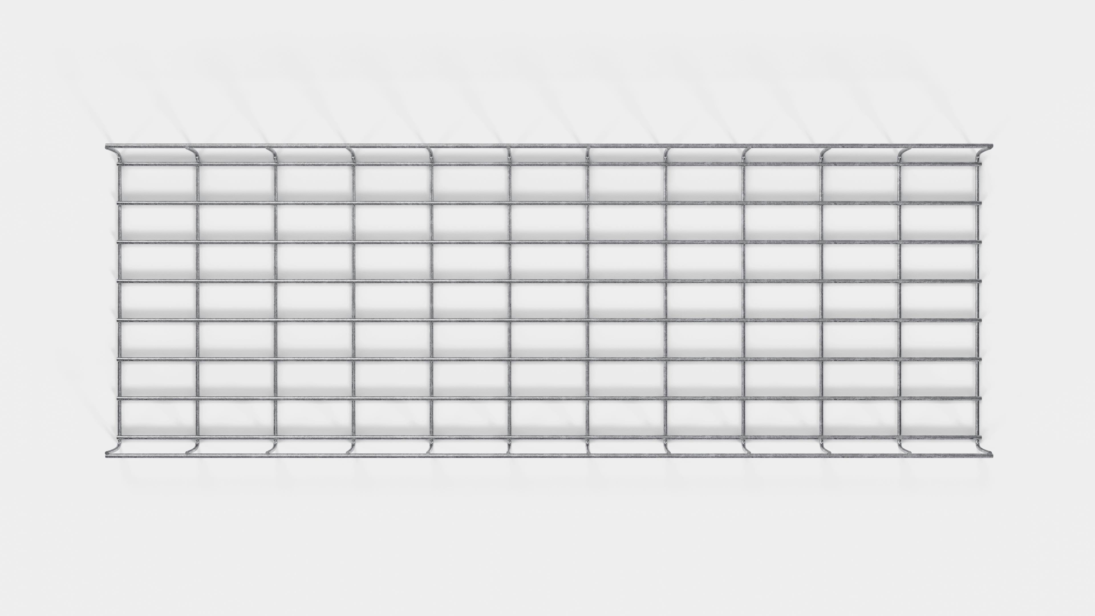 Altezza canalina 110 cm, profondità 5 cm, dimensione maglia 5 x 10 cm
