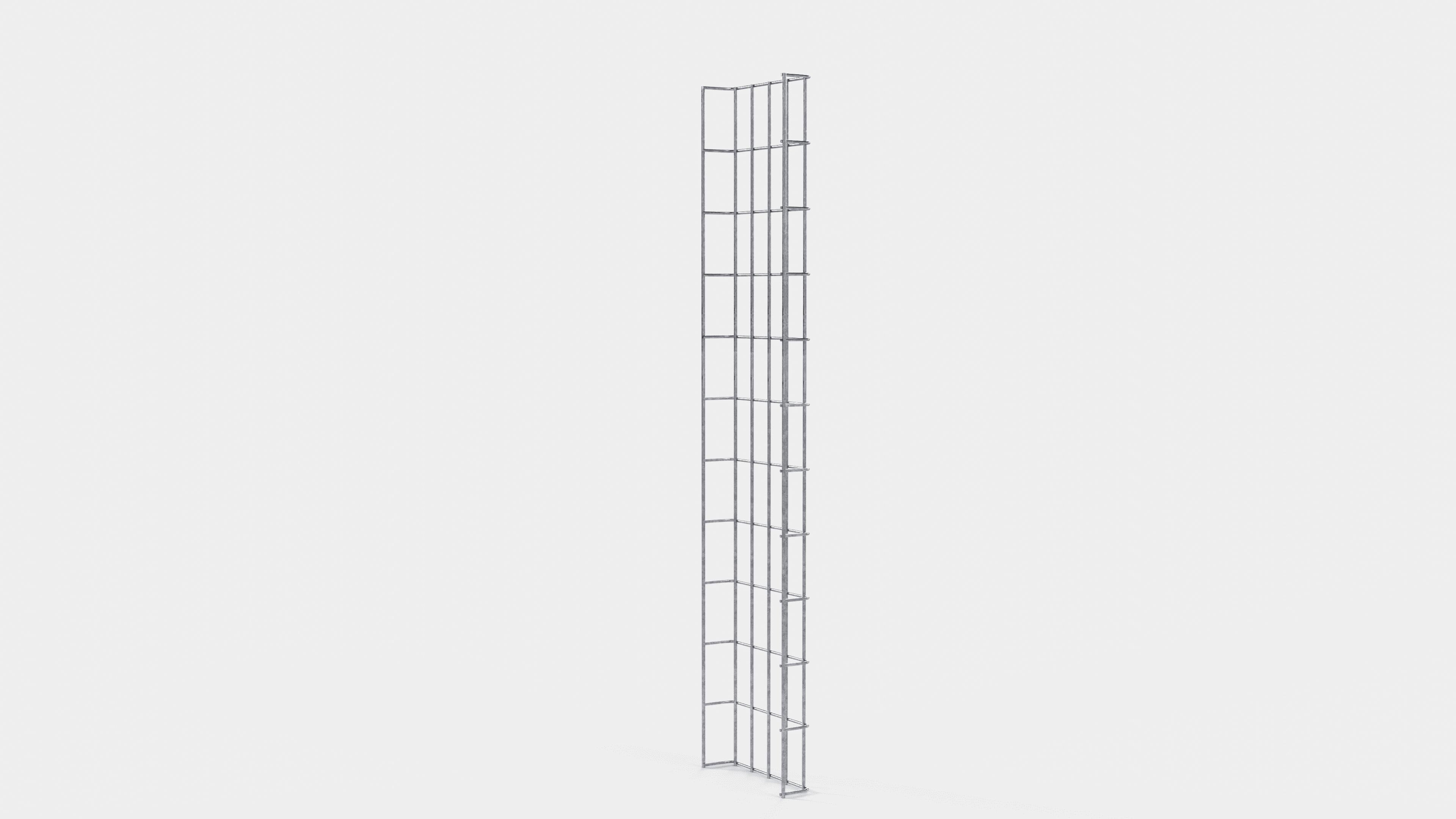 Altezza canalina 110 cm, profondità 5 cm, dimensione maglia 5 x 10 cm