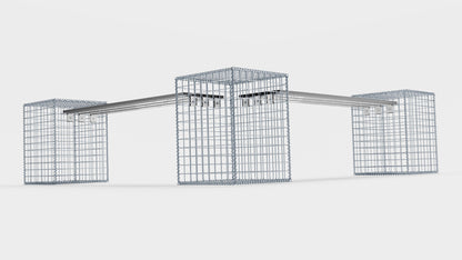 Banco de jardín 3 gaviones en espiral - 205 x 60 x 40 cm (L x A x P) MW 5 x 5 cm, con tablero reciclado en antracita