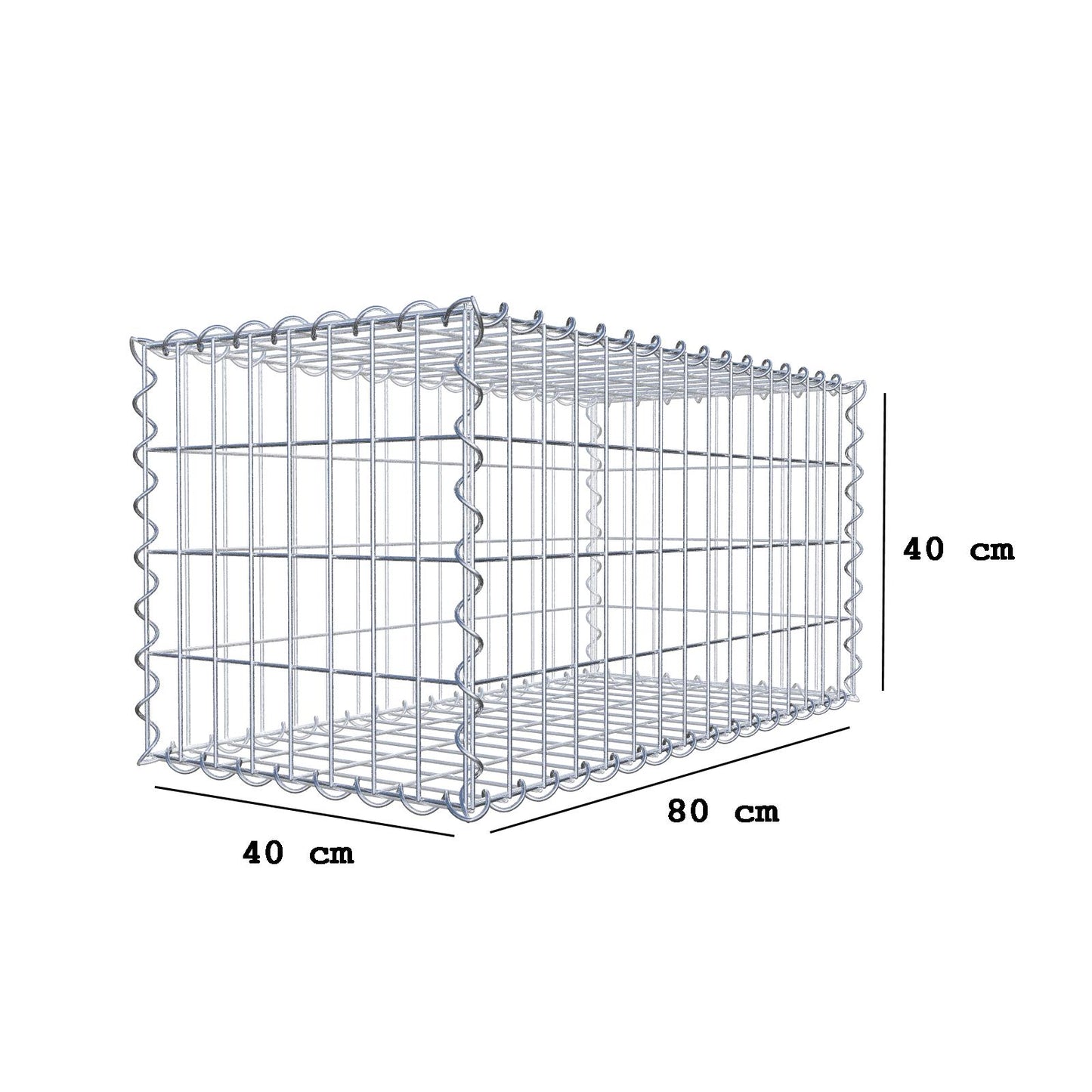 Gabion 80 cm x 40 cm x 40 cm (L x H x P), mailles 5 cm x 10 cm, spirale