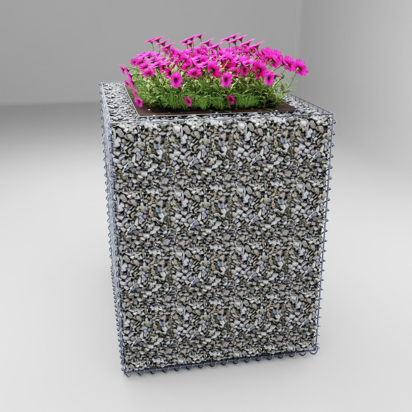 Canteiro quadrado elevado 100 cm x 80 cm x 100 cm (C x A x P), tamanho da malha 5 x 10 cm, espessura da parede 10 cm