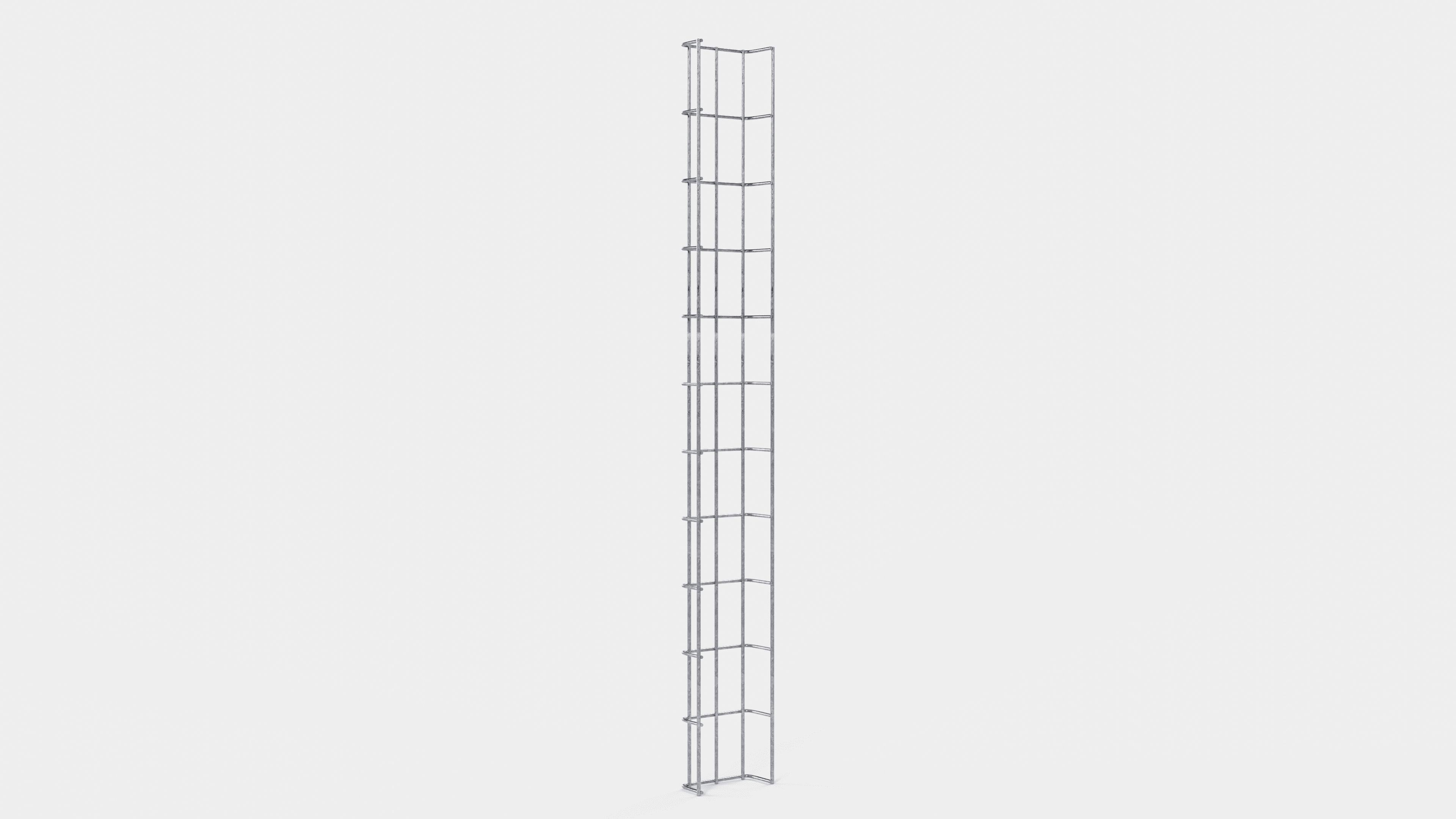 Altezza canalina 110 cm, profondità 5 cm, dimensione maglia 5 x 10 cm