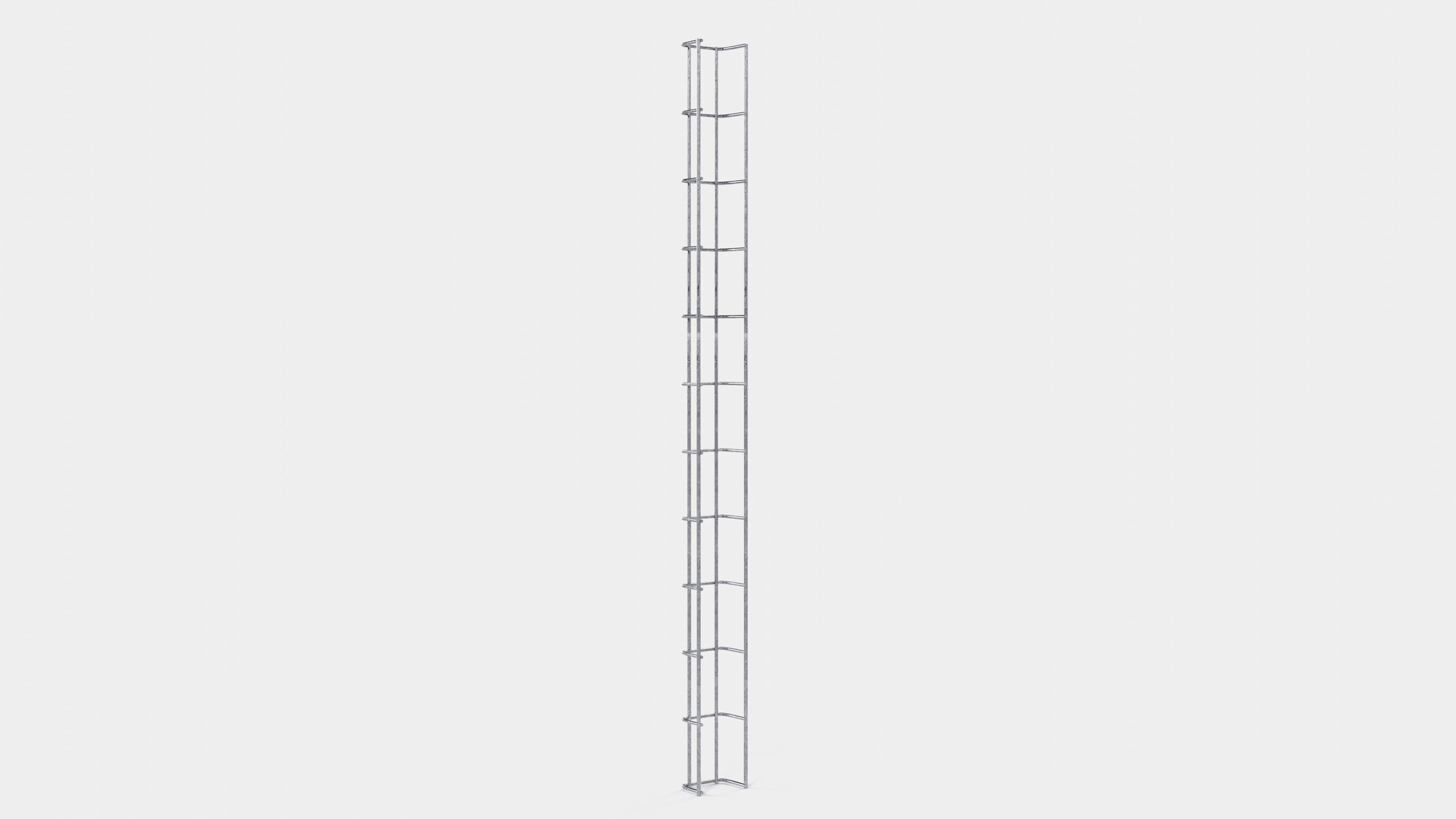 Altezza canalina 110 cm, profondità 5 cm, dimensione maglia 5 x 10 cm