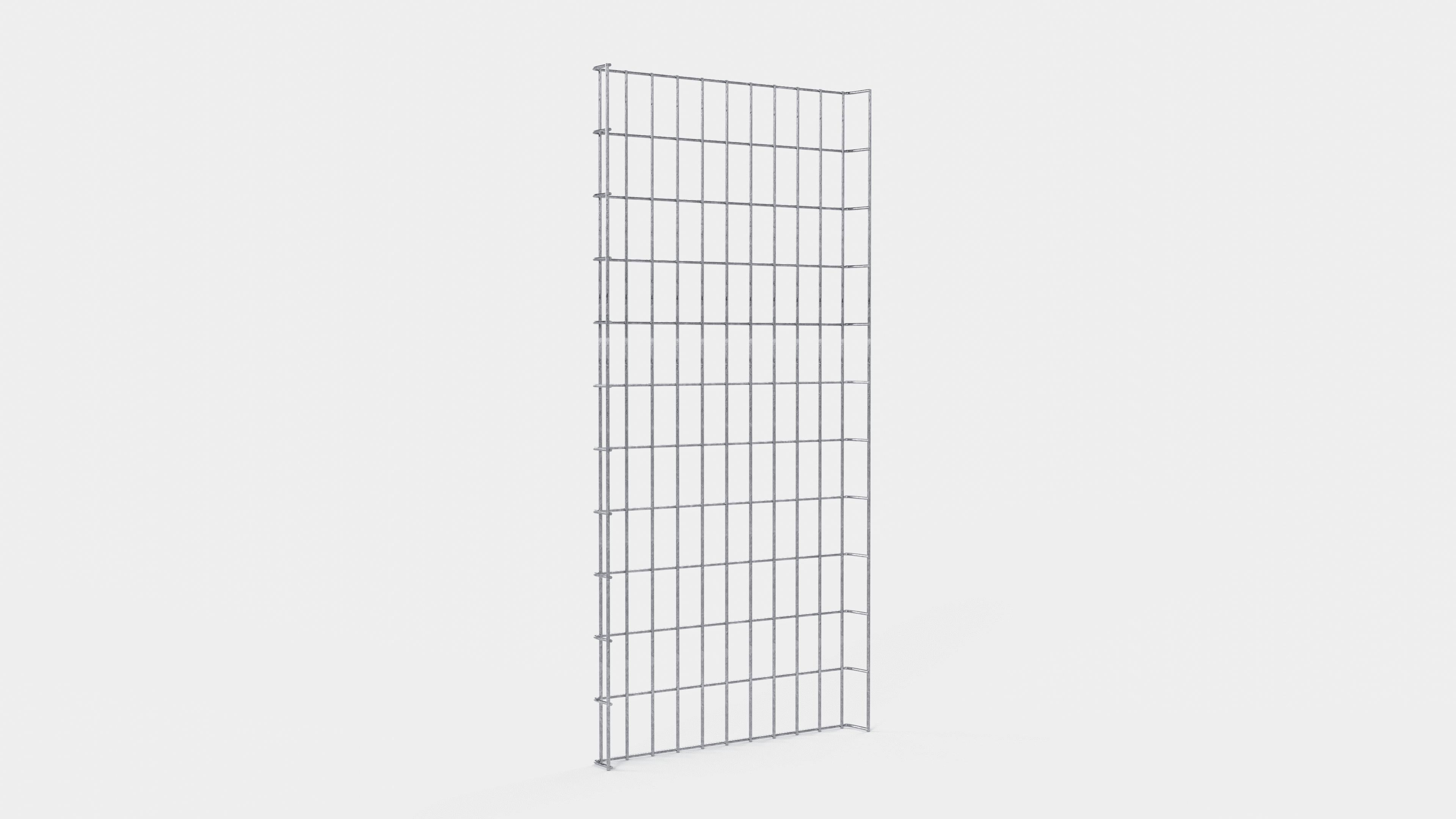 Altezza canalina 110 cm, profondità 5 cm, dimensione maglia 5 x 10 cm