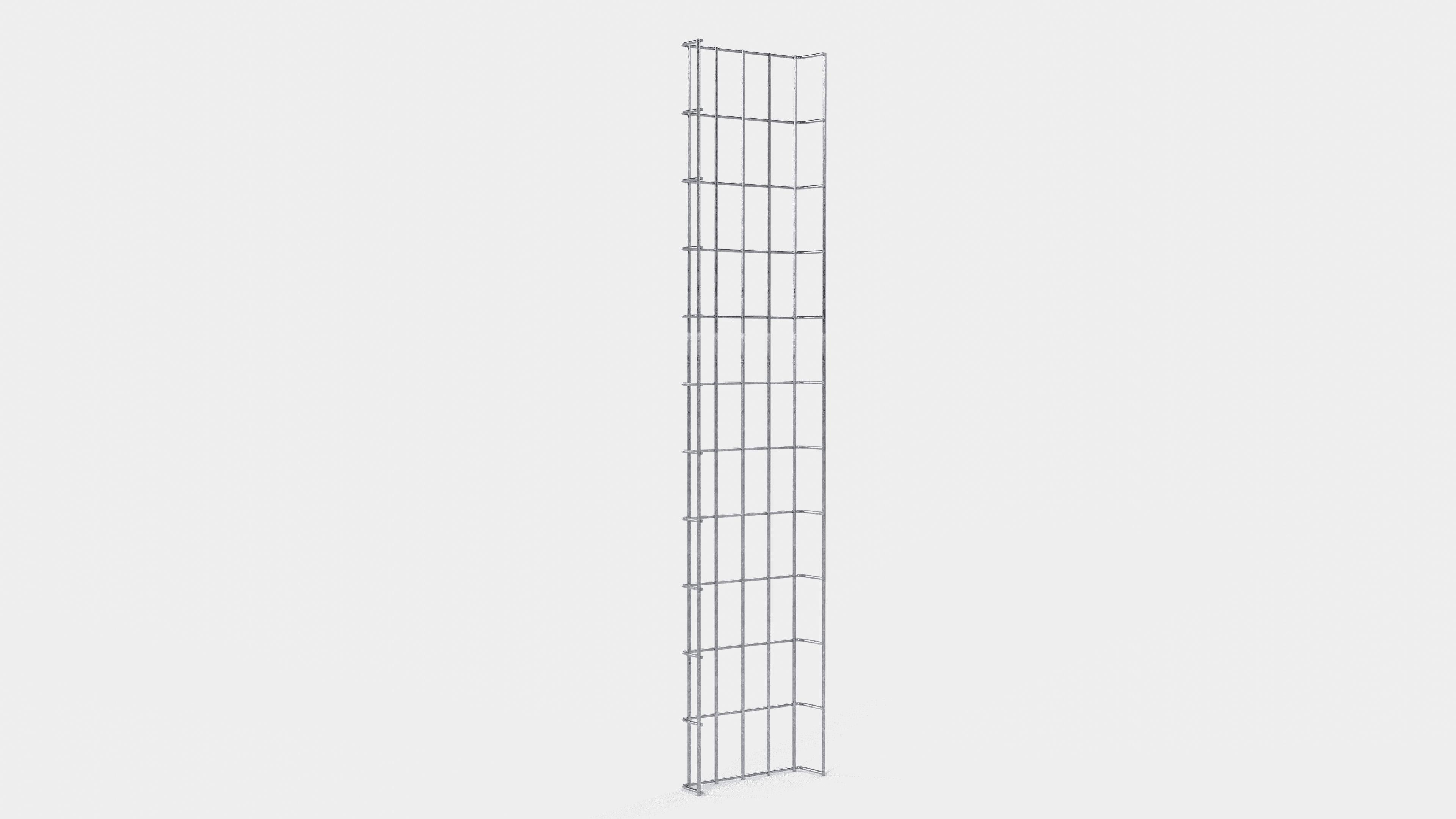 Altezza canalina 110 cm, profondità 5 cm, dimensione maglia 5 x 10 cm