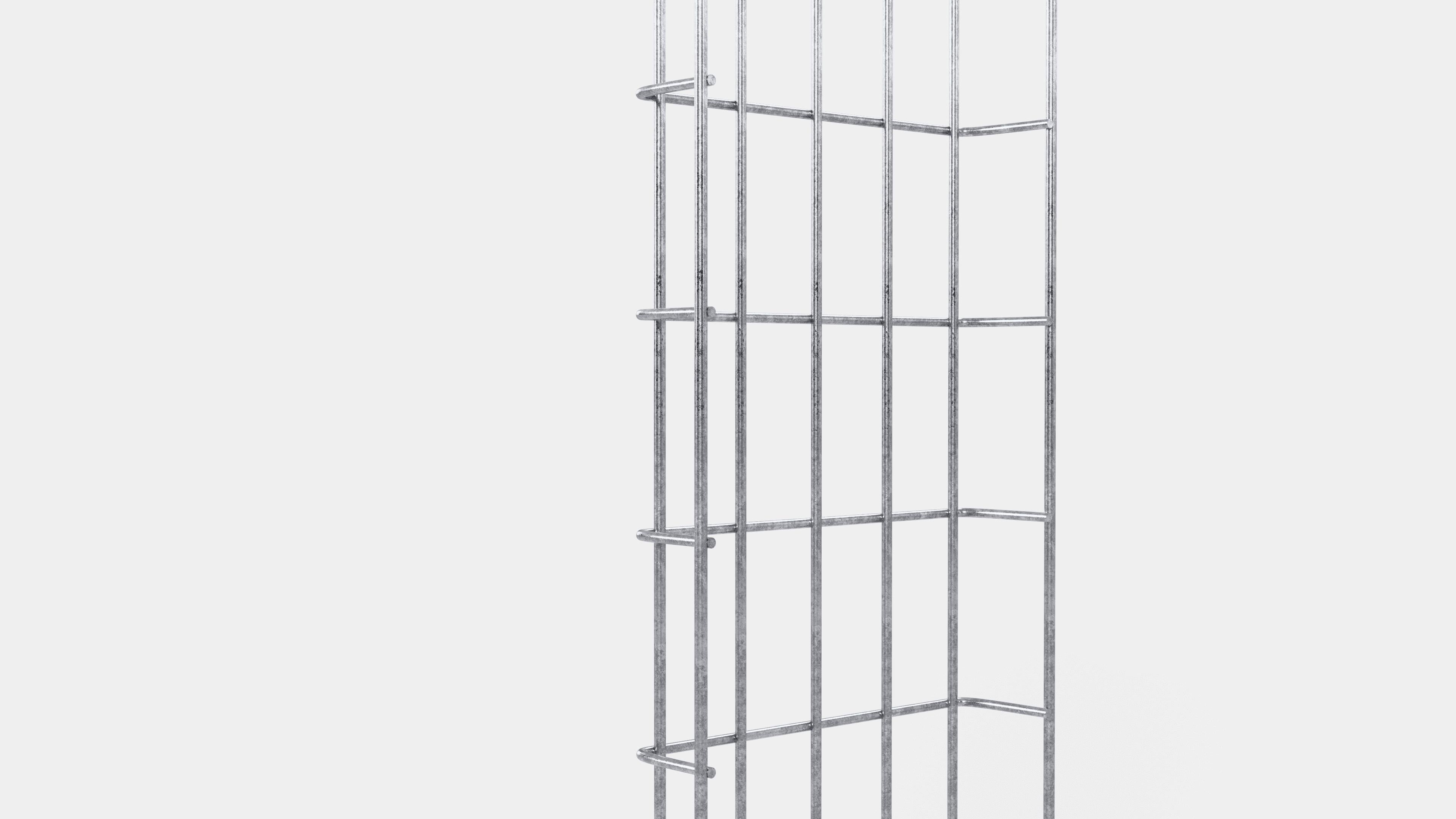 Altezza canalina 110 cm, profondità 5 cm, dimensione maglia 5 x 10 cm