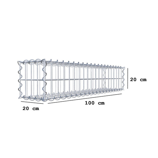 Gabion 100 cm x 20 cm x 20 cm (L x H x D), maskestørrelse 5 cm x 10 cm, spiral