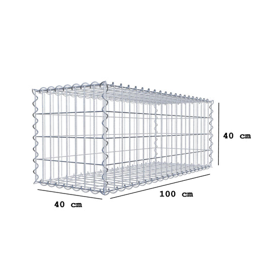 Gabion 100 cm x 40 cm x 40 cm (L x H x D), maskstorlek 5 cm x 10 cm, spiral