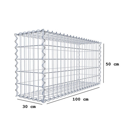 Gabion 100 cm x 50 cm x 30 cm (L x H x D), mesh size 5 cm x 10 cm, spiral