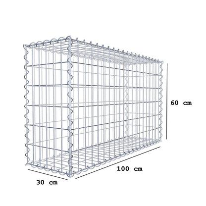 Gabion 100 cm x 60 cm x 30 cm (L x H x P), mailles 5 cm x 10 cm, spirale