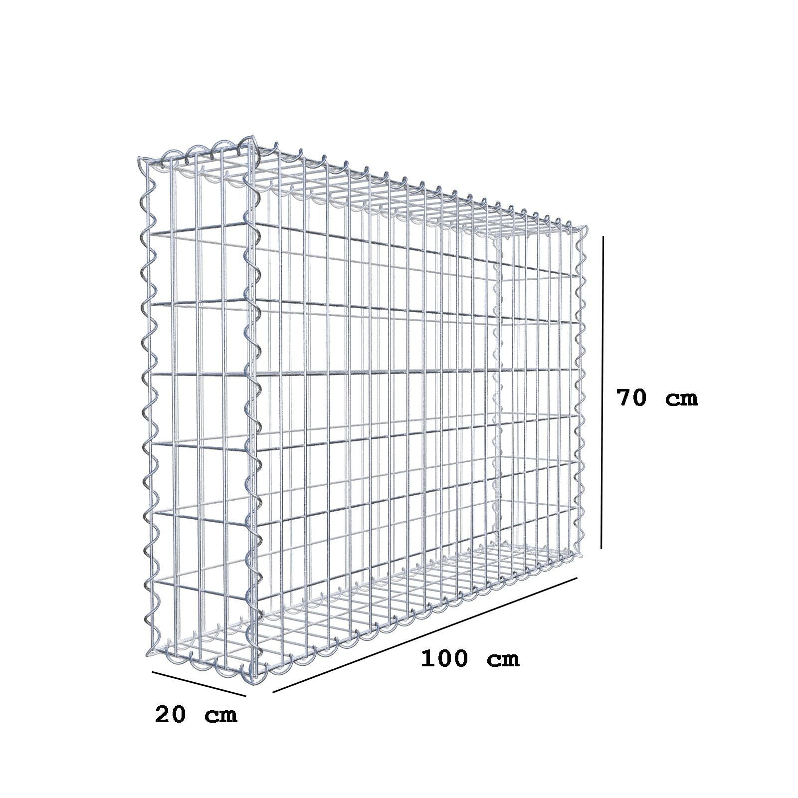 Gabion 100 cm x 70 cm x 20 cm (L x H x D), maskestørrelse 5 cm x 10 cm, spiral