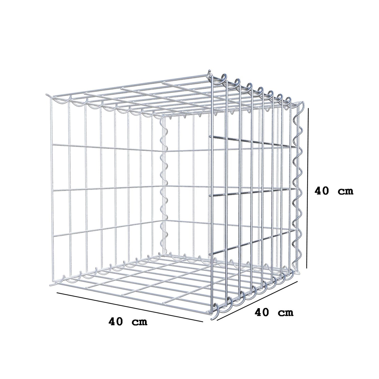 Gabbione aggiuntivo tipo 2 40 cm x 40 cm x 40 cm (L x H x P), dimensione maglia 5 cm x 10 cm, a spirale