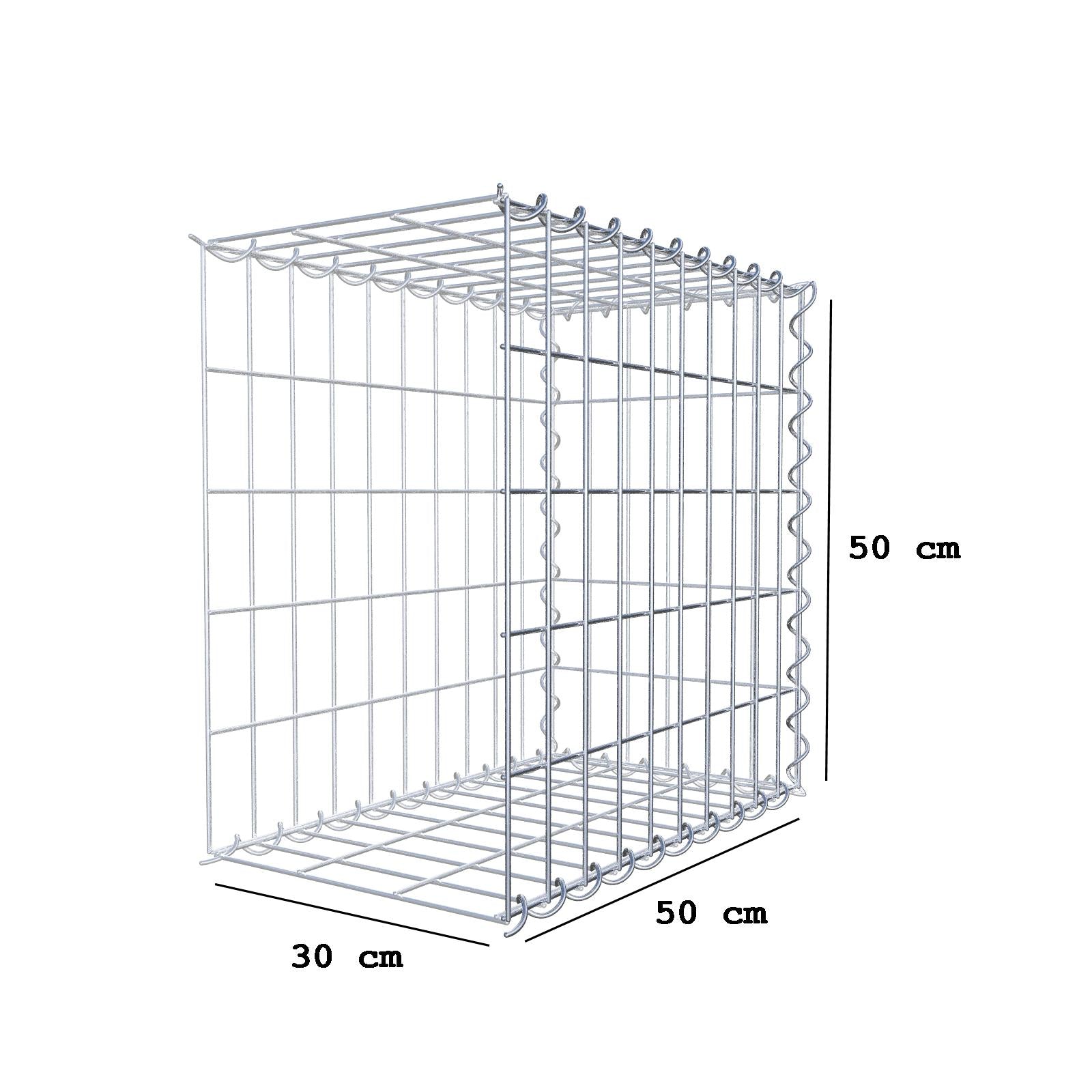 Gabbione aggiuntivo tipo 2 50 cm x 50 cm x 30 cm (L x A x P), dimensione maglia 5 cm x 10 cm, a spirale